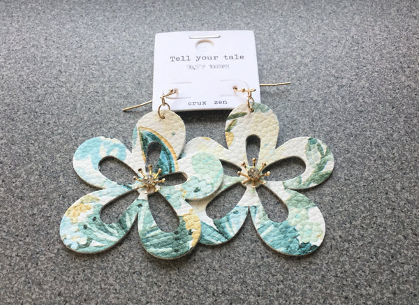 Mint floral earrings