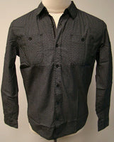 Black small print button up shirt