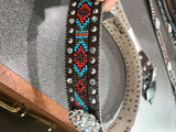 Women's Brown concho & beaded belt