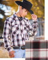 Men's red & black & white large plaid western shirt