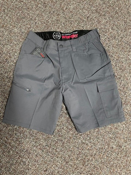 all terrain gear men's all terrain gear, grey shorts by wrangler
