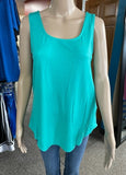 Women's Regular and Plus, Aqua flowy tank top with criss cross back details