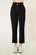 women's black or cocoa, paper bag waist pull on pants