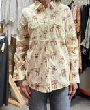 Women's Long sleeve, long horn, western shirt with pearl snaps