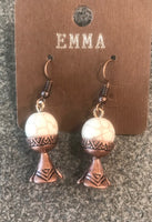 Copper & crackled white western earrings