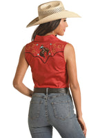 women's Sleeveless, snap front western shirt by Rock & Roll Panhandle