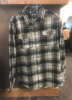 Men's long sleeve black/yellow plaid flannel shirt