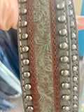 Women's leather grey studded belt by Nocona