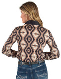 Cowgirl Tuff pullover with faux button front - earthtone aztec