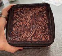 leather tooled and serape jewelry box