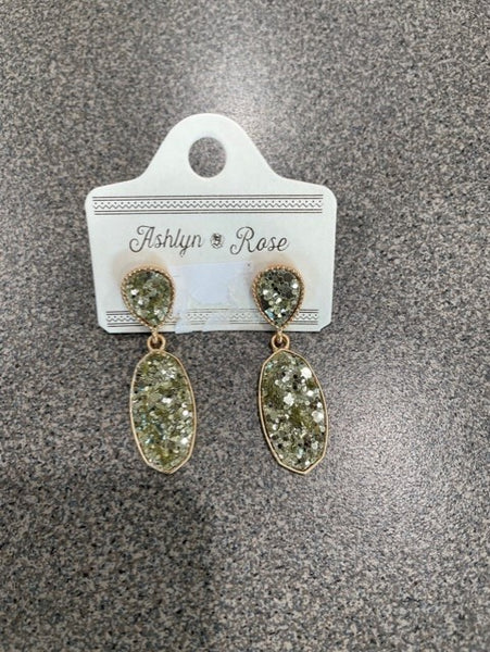light green druzy earrings
