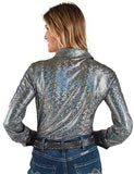 Cowgirl Tuff Metallic silver long sleeve top