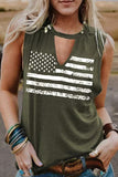 Women's Black or olive cut out, American Flag shirt