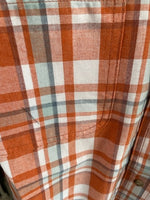 Men's Short sleeve orange plaid button up shirt