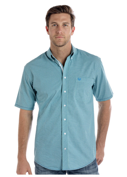 short sleeve blue plaid button up shirt