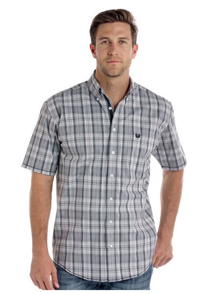 mens short sleeve plaid button up shirt