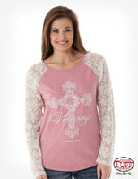 Cowgirl Tuff pink & lace long sleeve T