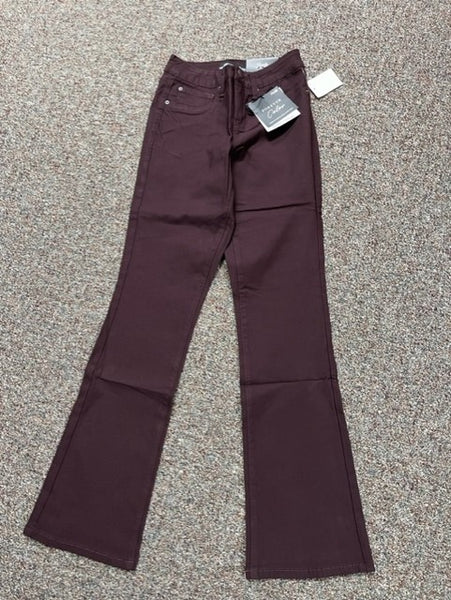 women's hyper stretch boot cut pant in dark plum - YMI
