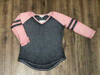 women's charcoal & rose jersey top