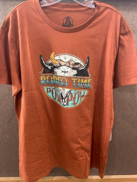men's Rust colored Rodeo Time tee by Dale Brisby
