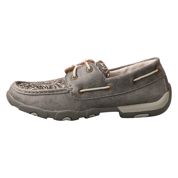 women's Twisted X grey tooled driving moc