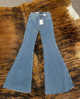 Women's pin stripe flare jeans