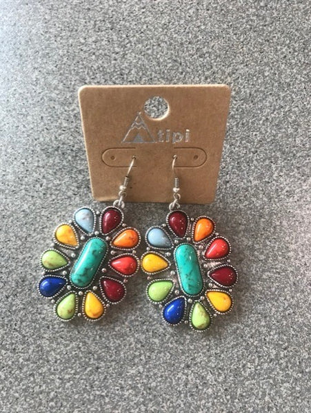 multi colored conch style earrings