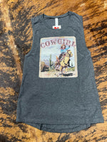 Women's "Can't tame a cowgirl" sleeveless tee