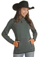 Women's 1/4 zip teal knit pullover by Powder River Panhandle