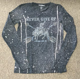 Women's long sleeve Never give up T with gold stones