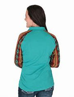 Women's cowgirl Tuff Turquoise cadet-zip pullover
